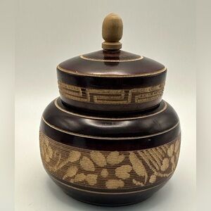 Hand curved wood trinket box